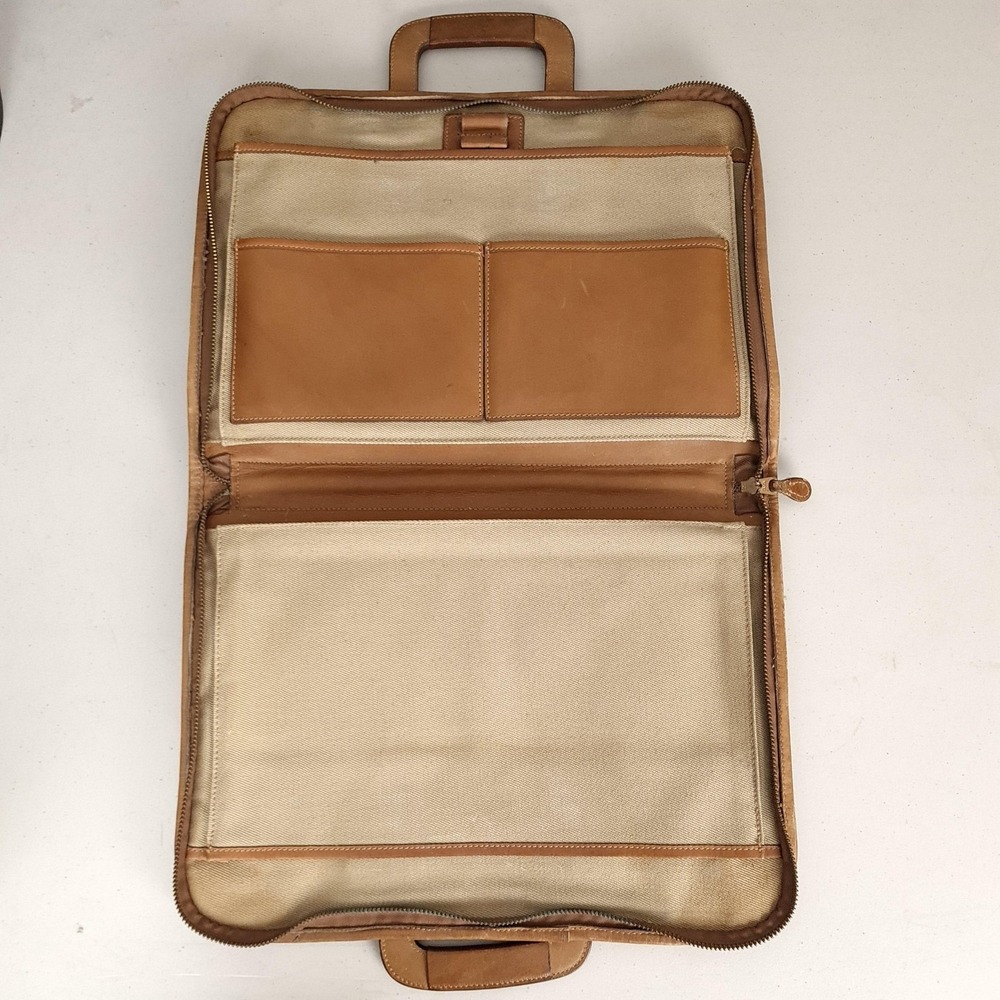Ghurka Attache Bag No 24 Beige Soft Case Twill Leather Briefcase Bag USA 10x15" - Picture 13 of 16